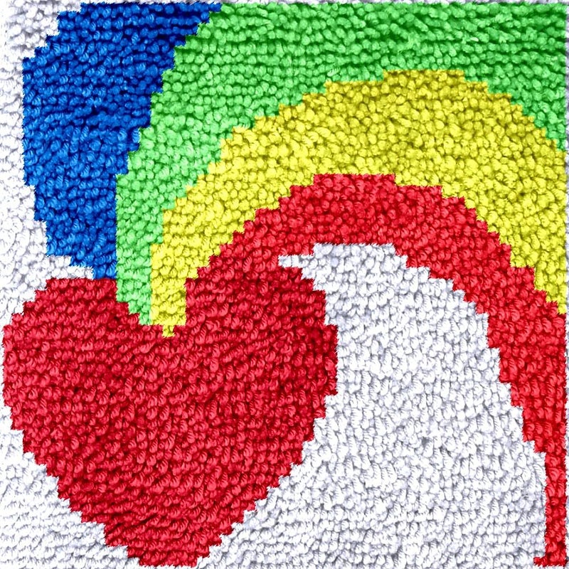 Numptain Latch Hook Kits for Adults,DIY Rug Crafts Love Rainbow Pattern Color Printed Canvas,Latch Hook Kits for Beginners Handmade Needlework Crafts Home Decoration,12"x12" NT3 - Image 1